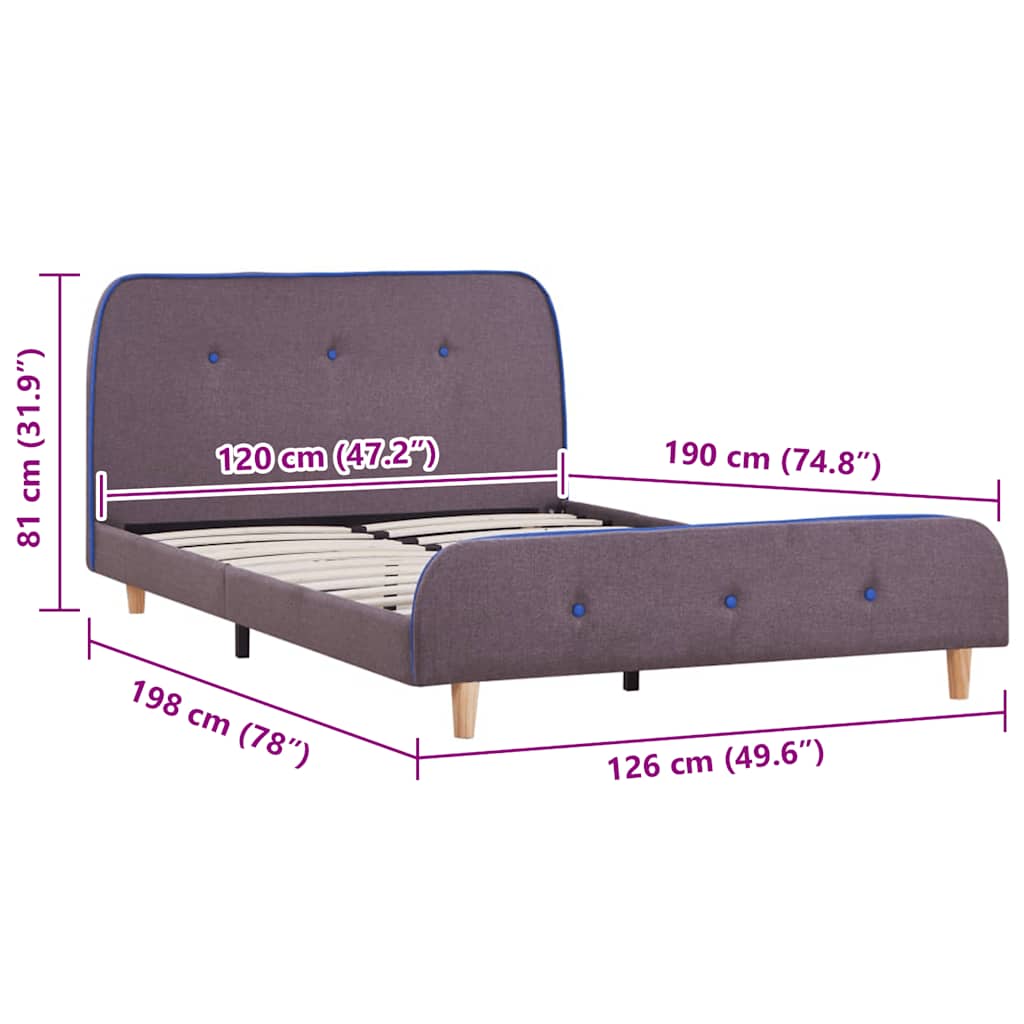 Bettgestell ohne Matratze Taupe Stoff 120x190 cm