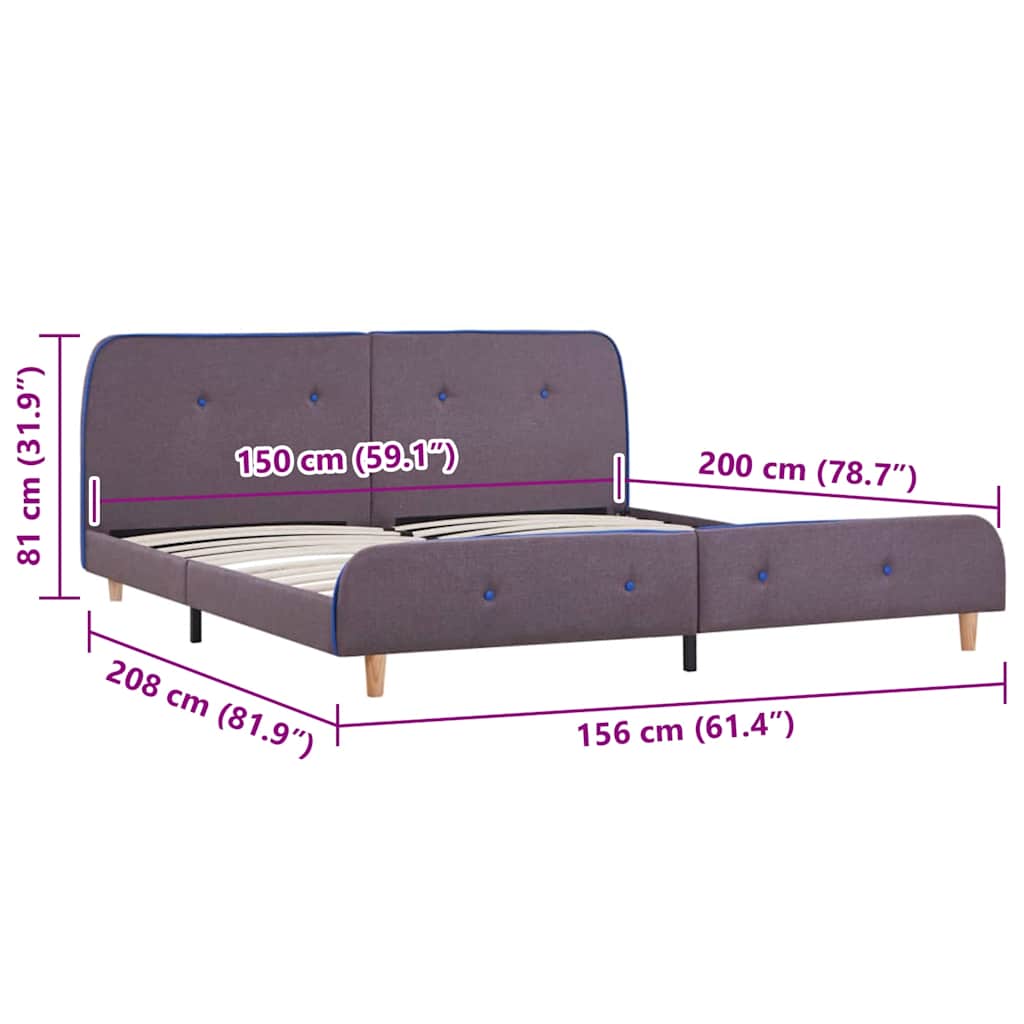 Bettgestell ohne Matratze Taupe Stoff 150x200 cm
