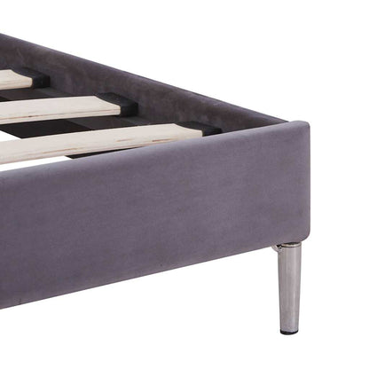 Bettgestell ohne Matratze Grau Stoff 135x190 cm