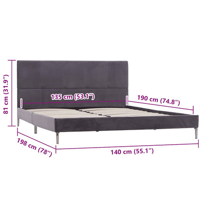 Bettgestell ohne Matratze Grau Stoff 135x190 cm