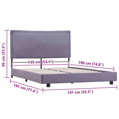 Bettgestell ohne Matratze Hellgrau Stoff 135x190 cm