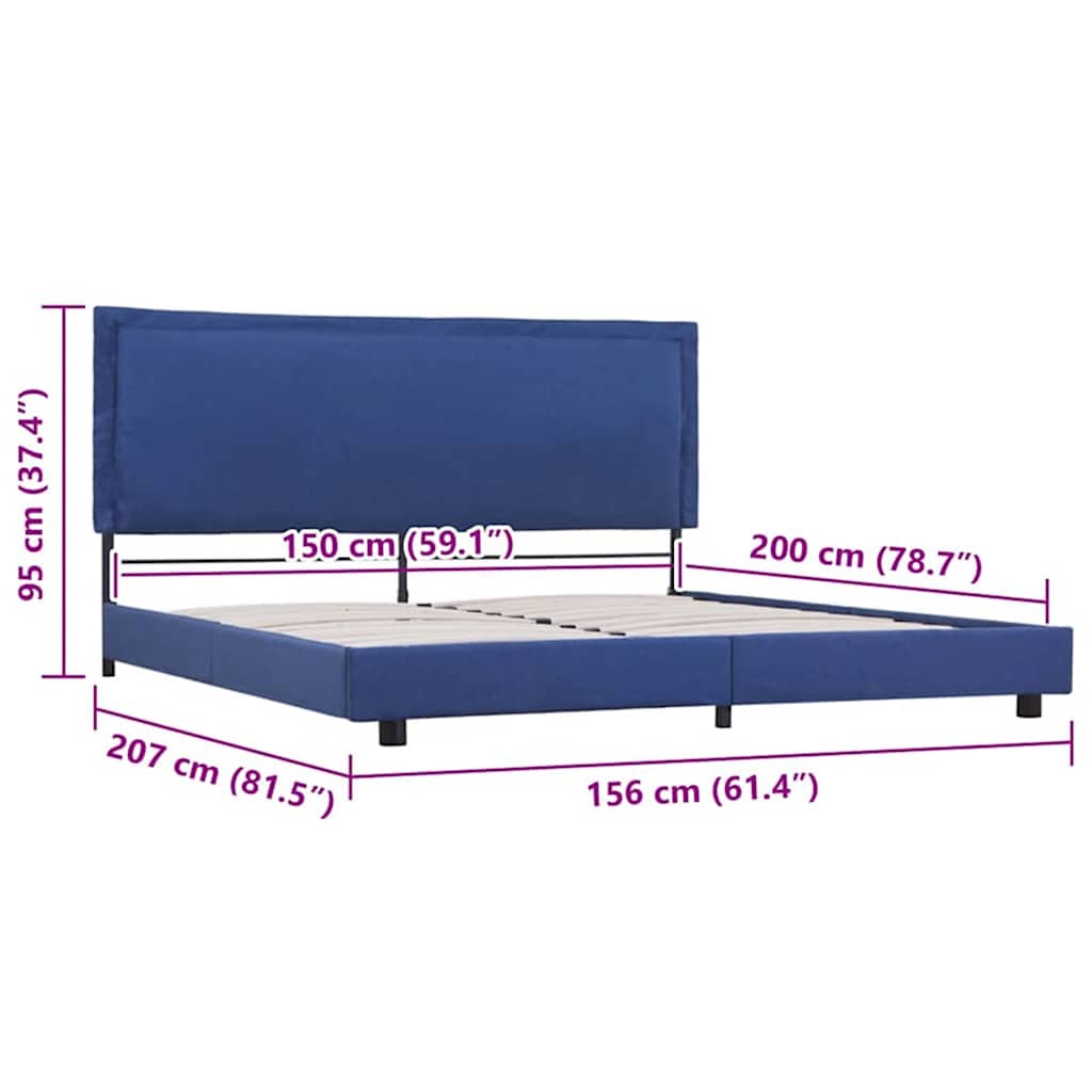 Bettgestell ohne Matratze Blau Stoff 150x200 cm