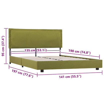 Bettgestell ohne Matratze Grün Stoff 135x190 cm