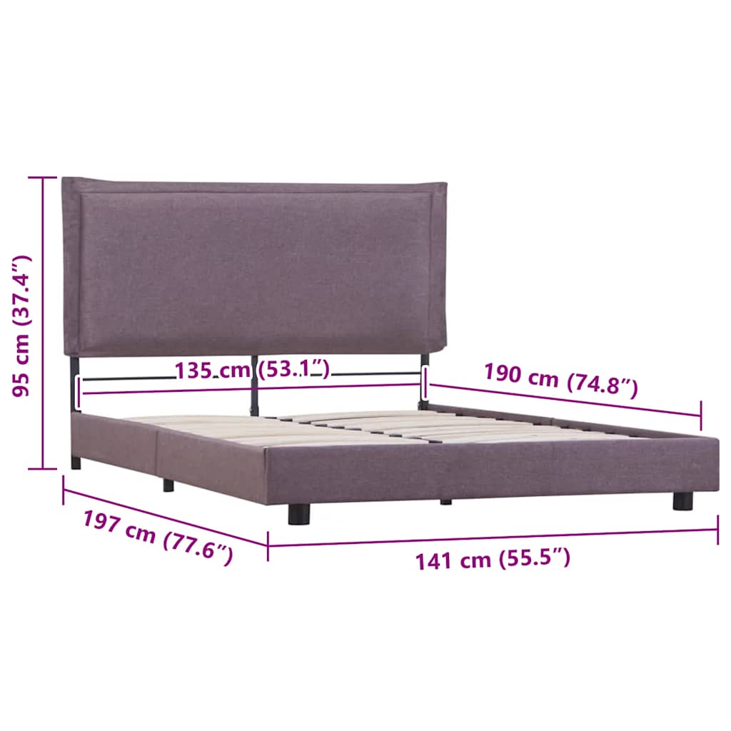 Bettgestell ohne Matratze Taupe Stoff 90x200 cm