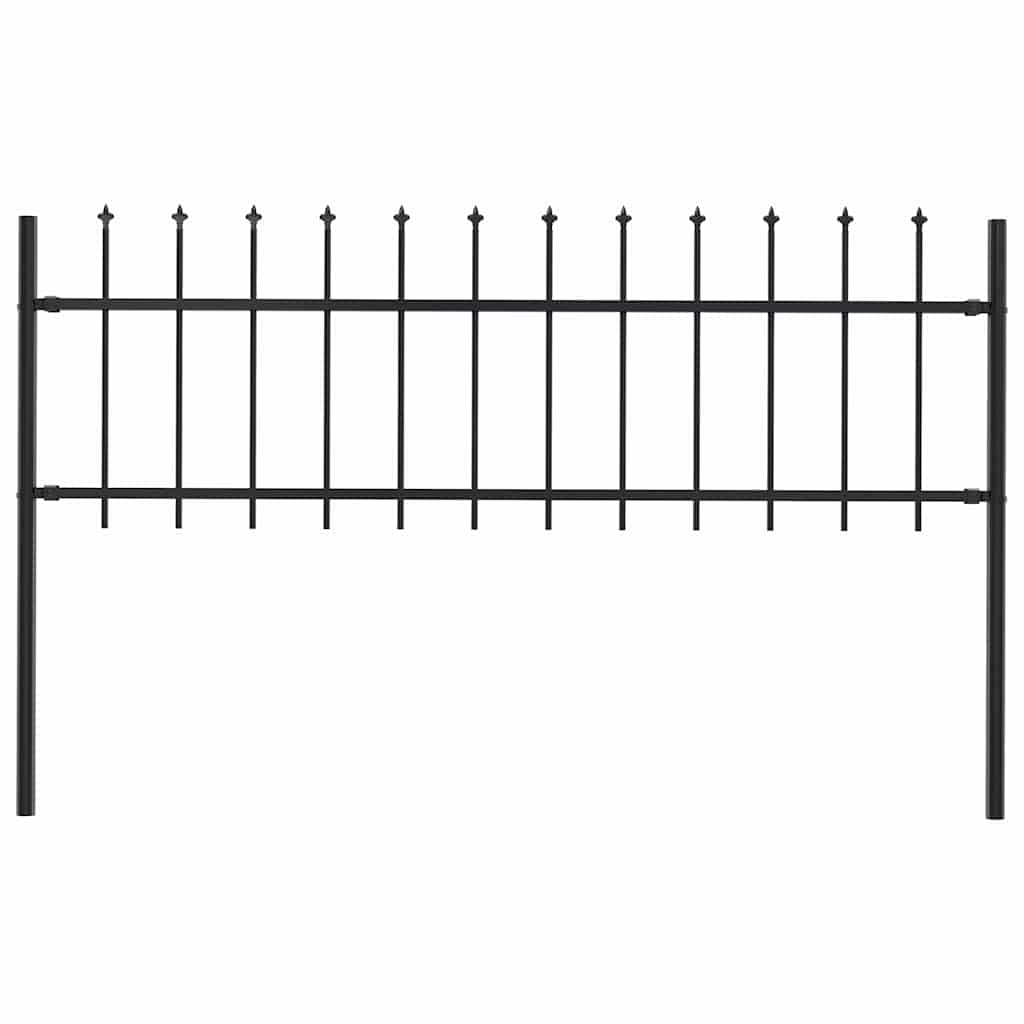 Gartenzaun mit Speerspitzen Stahl 1,8 m Schwarz