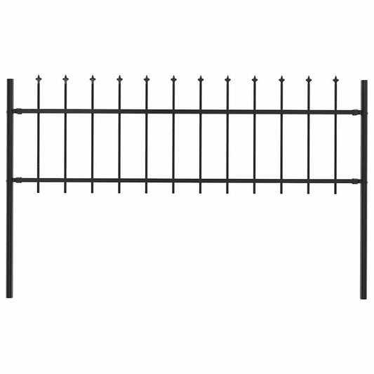 Gartenzaun mit Speerspitzen Stahl 1,8 m Schwarz