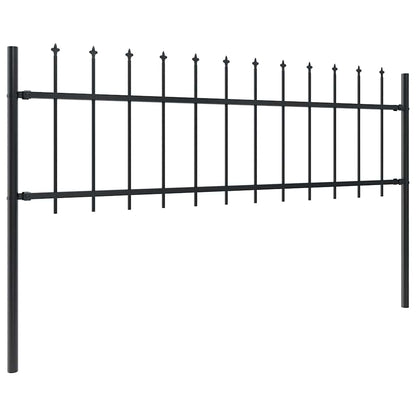 Gartenzaun mit Speerspitzen Stahl 1,8 m Schwarz