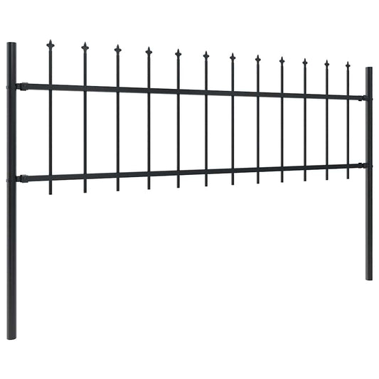 Gartenzaun mit Speerspitzen Stahl 1,8 m Schwarz