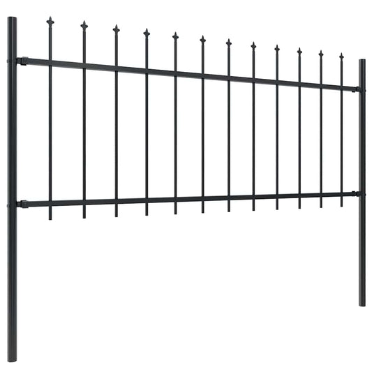 Gartenzaun mit Speerspitze Stahl 181 x 80 cm Schwarz