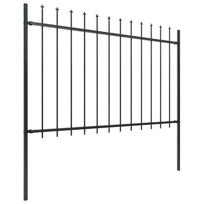 Gartenzaun mit Speerspitze Stahl 181 x 120 cm Schwarz