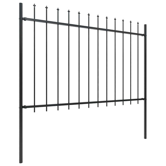 Gartenzaun mit Speerspitze Stahl 181 x 120 cm Schwarz