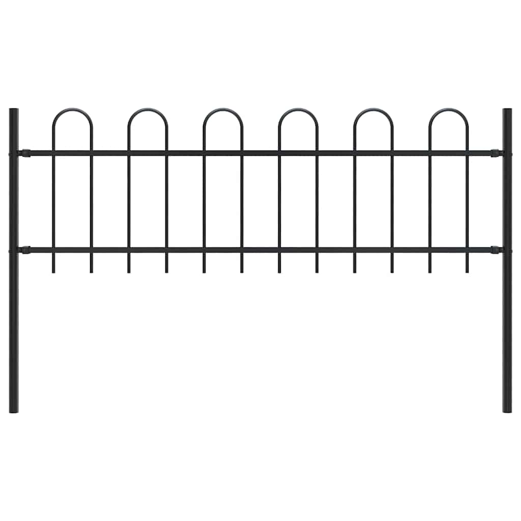 Gartenzaun mit Bügel-Design Stahl 1,8 m Schwarz