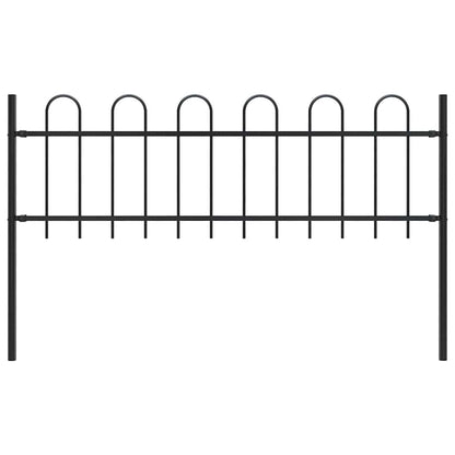 Gartenzaun mit Bügel-Design Stahl 1,8 m Schwarz