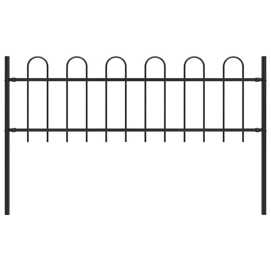 Gartenzaun mit Bügel-Design Stahl 1,8 m Schwarz