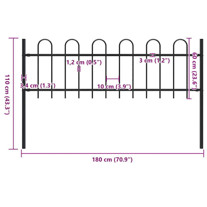 Gartenzaun mit Bügel-Design Stahl 1,8 m Schwarz