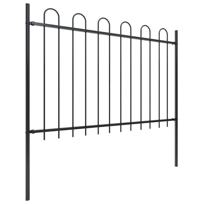 Gartenzaun mit Rundbogen Stahl 181 x 120 cm Schwarz