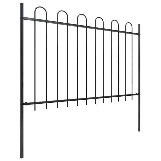 Gartenzaun mit Rundbogen Stahl 181 x 120 cm Schwarz