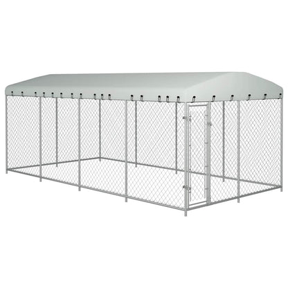 Outdoor-Hundezwinger mit Überdachung 7,6x3,8x2,3 m