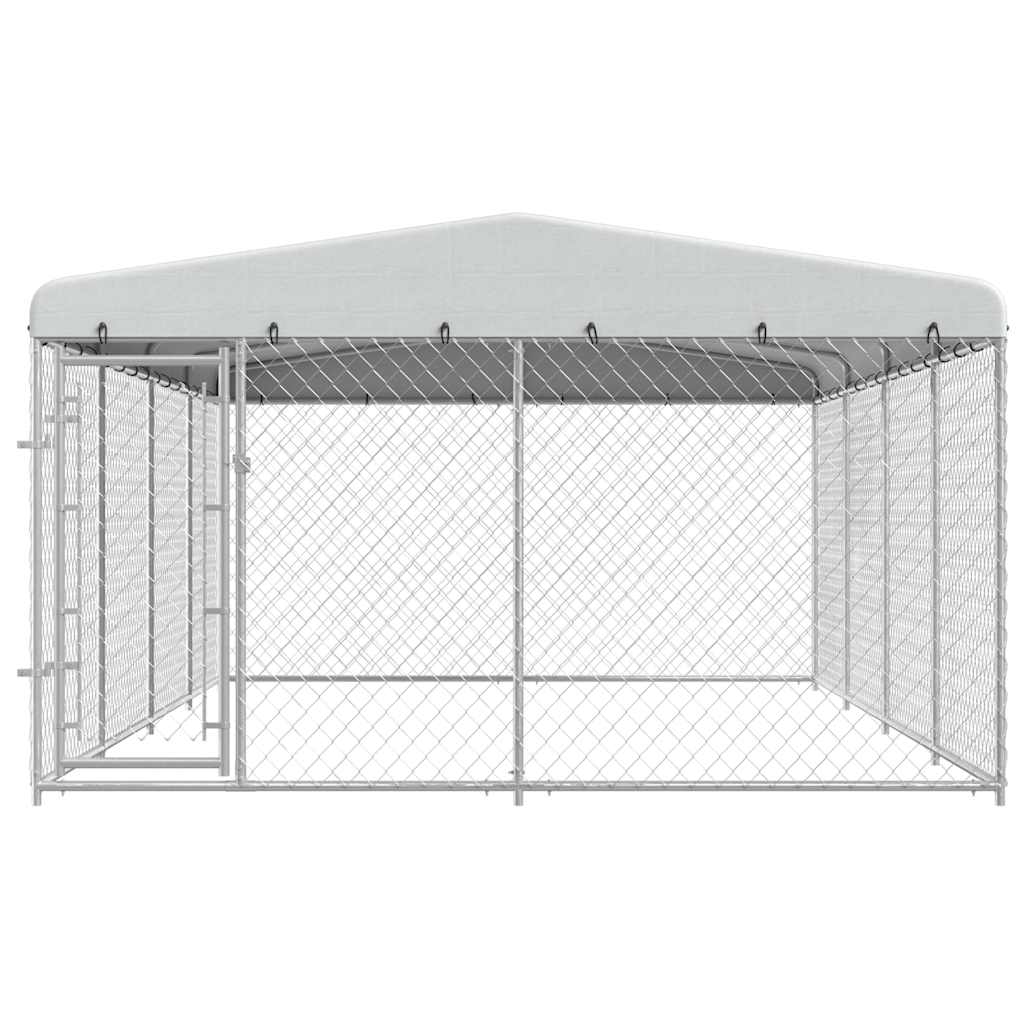 Outdoor-Hundezwinger mit Überdachung 7,6x3,8x2,3 m