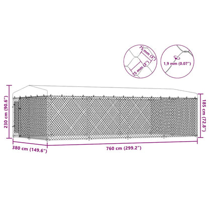 Outdoor-Hundezwinger mit Überdachung 7,6x3,8x2,3 m