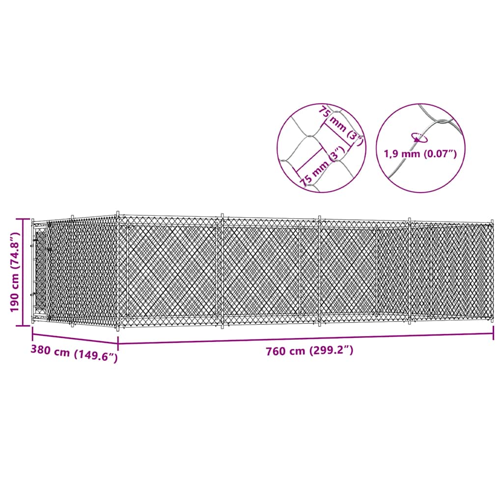 Outdoor-Hundezwinger 7,6x3,8x1,9 m