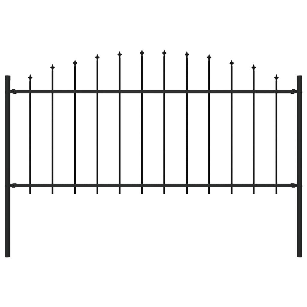 Gartenzaun mit Speerspitzen Stahl (0,5 - 0,75) x 1,7 m Schwarz