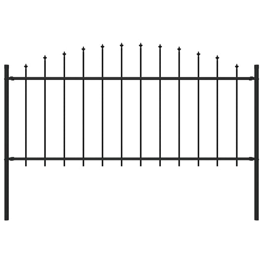 Gartenzaun mit Speerspitzen Stahl (0,5 - 0,75) x 1,7 m Schwarz