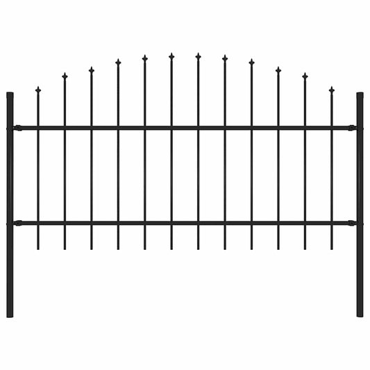 Gartenzaun mit Speerspitze Stahl 181 x 125 cm Schwarz
