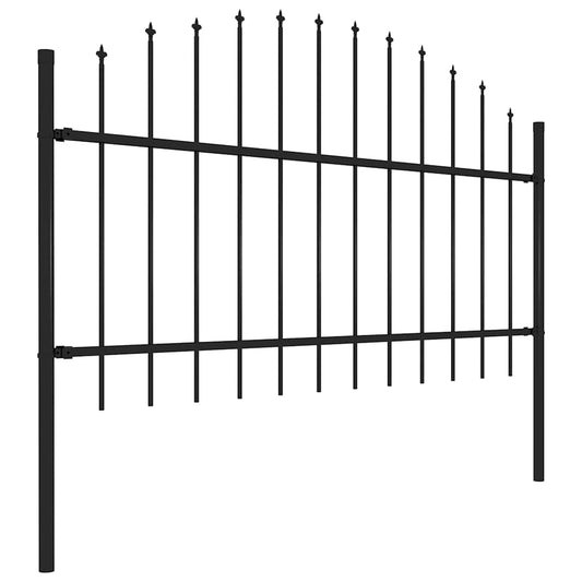 Gartenzaun mit Speerspitze Stahl 181 x 125 cm Schwarz