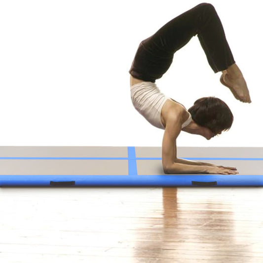Oppustelig Gymnastikmåtte med pumpe 300x100x10 cm PVC Blå