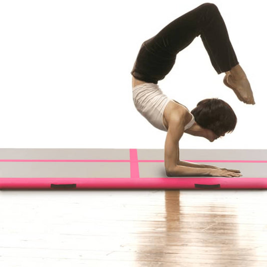 Oppustelig gymnastikmåtte med pumpe 400x100x10 cm PVC Pink