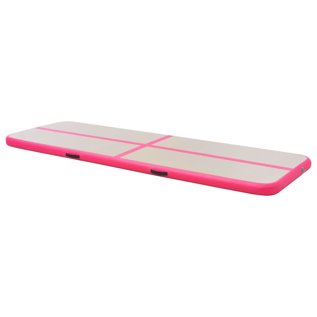 Oppustelig gymnastikmåtte med pumpe 400x100x10 cm PVC Pink