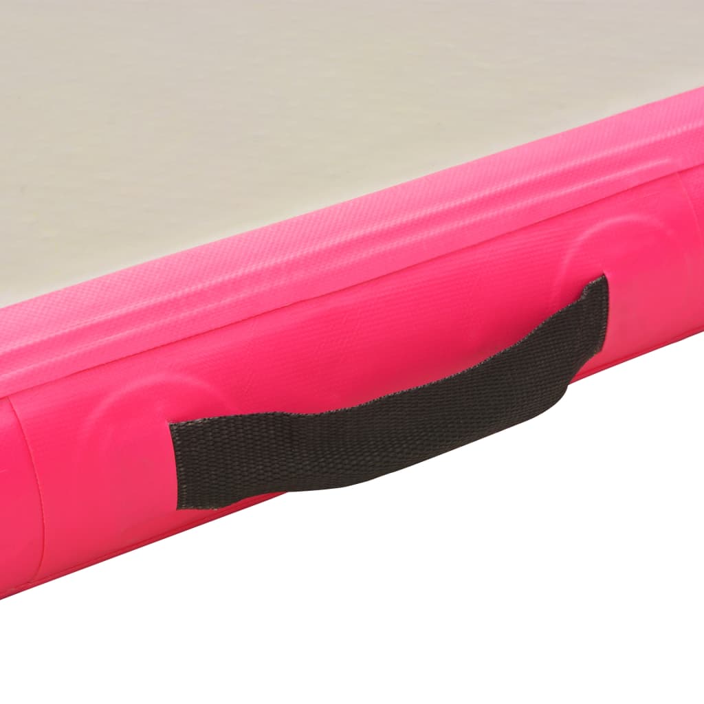 Oppustelig gymnastikmåtte med pumpe 400x100x10 cm PVC Pink