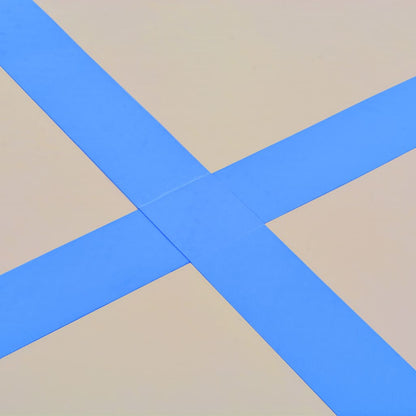 Oppustelig gymnastikmåtte med pumpe 400x100x10 cm PVC Blå