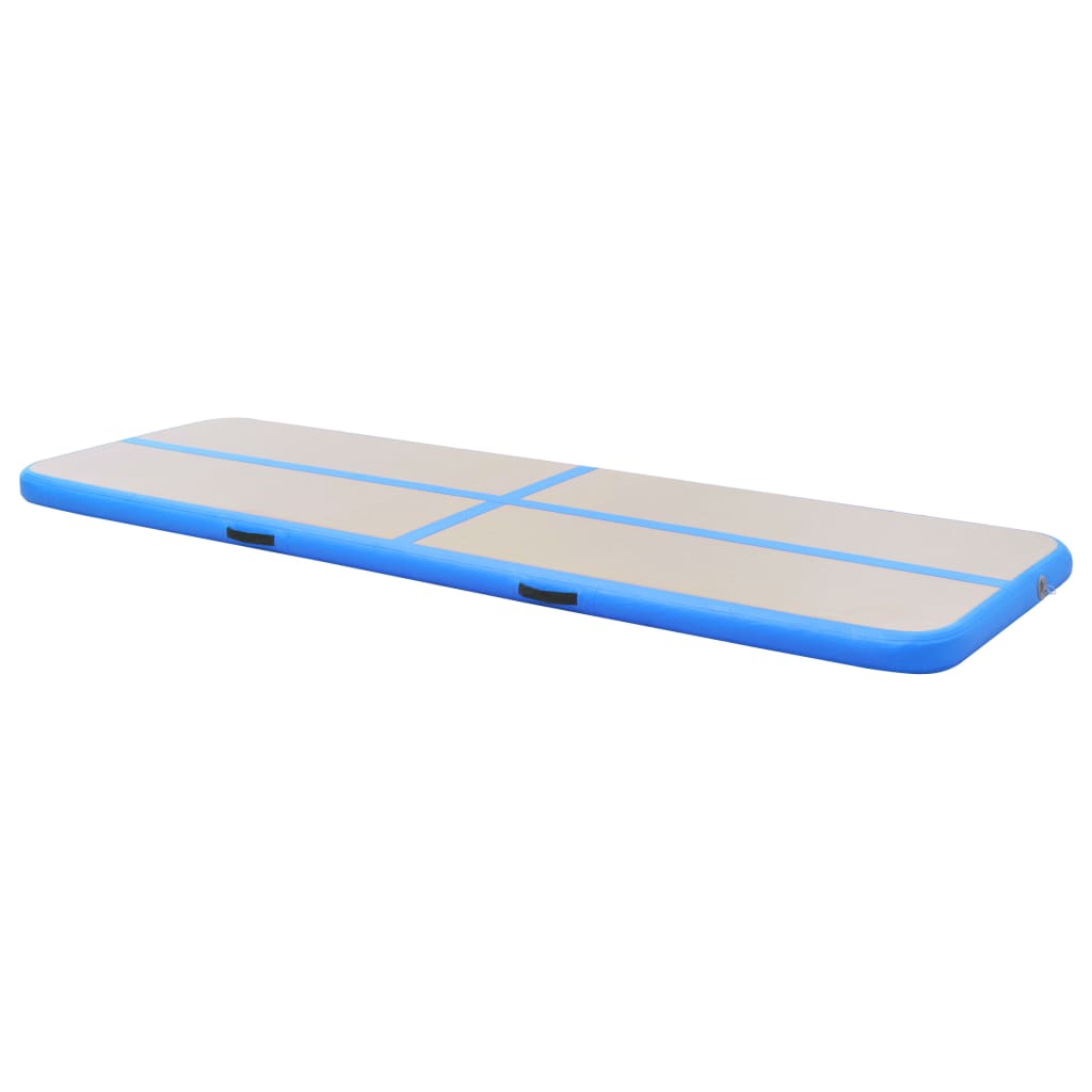 Oppustelig gymnastikmåtte med pumpe 400x100x10 cm PVC Blå