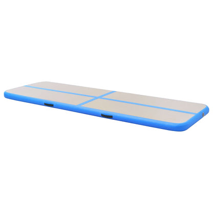 Oppustelig gymnastikmåtte med pumpe 400x100x10 cm PVC Blå