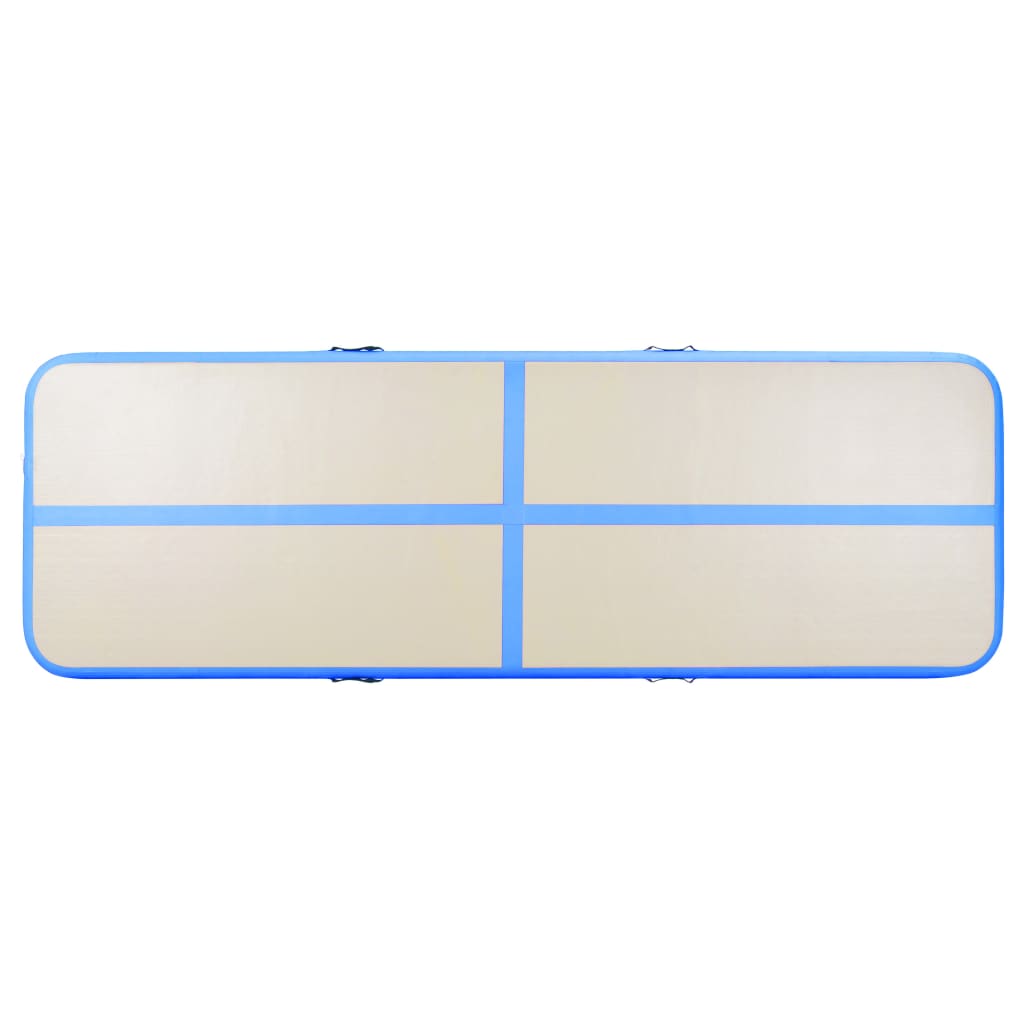 Oppustelig gymnastikmåtte med pumpe 400x100x10 cm PVC Blå