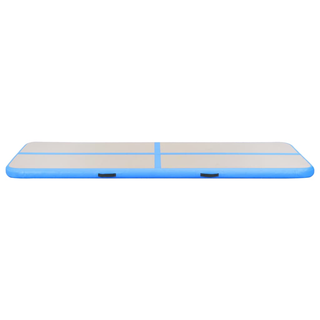 Oppustelig gymnastikmåtte med pumpe 400x100x10 cm PVC Blå