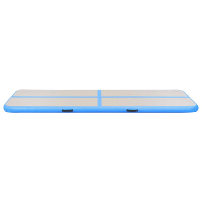 Oppustelig gymnastikmåtte med pumpe 400x100x10 cm PVC Blå