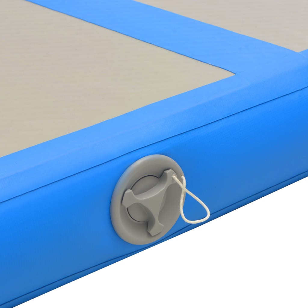 Oppustelig gymnastikmåtte med pumpe 400x100x10 cm PVC Blå