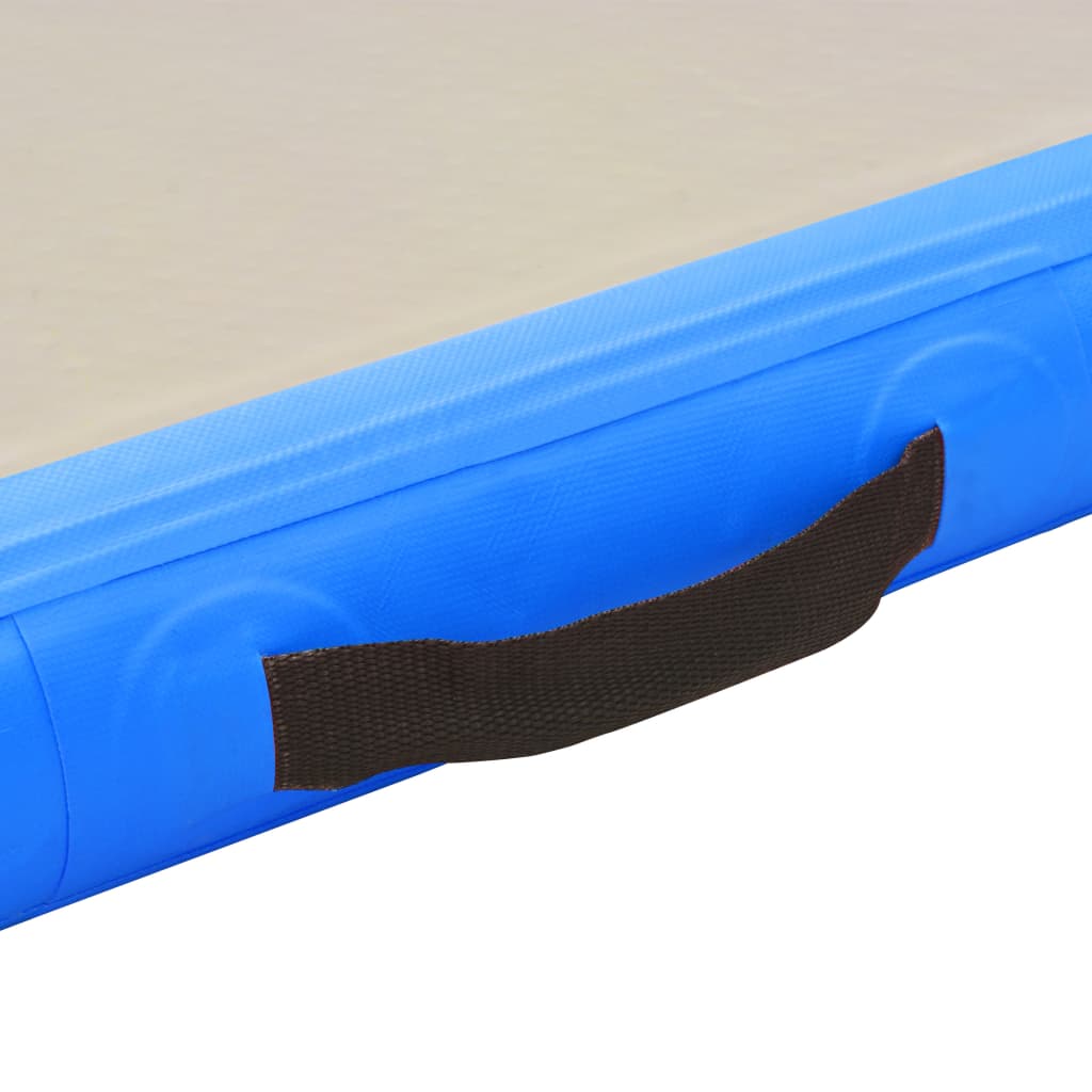 Oppustelig gymnastikmåtte med pumpe 400x100x10 cm PVC Blå