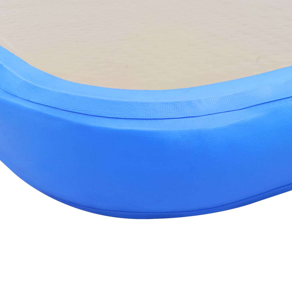 Oppustelig gymnastikmåtte med pumpe 400x100x10 cm PVC Blå