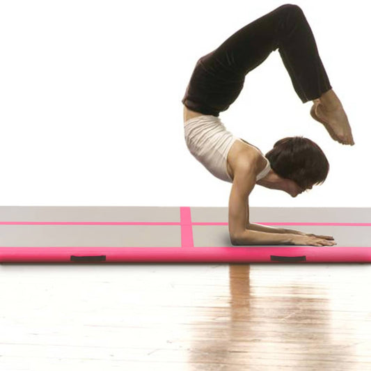 Oppustelig gymnastikmåtte med pumpe 500x100x10 cm PVC Pink