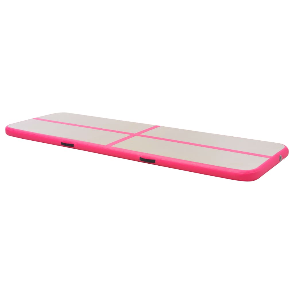 Oppustelig gymnastikmåtte med pumpe 500x100x10 cm PVC Pink