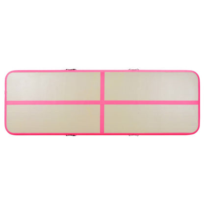 Oppustelig gymnastikmåtte med pumpe 500x100x10 cm PVC Pink