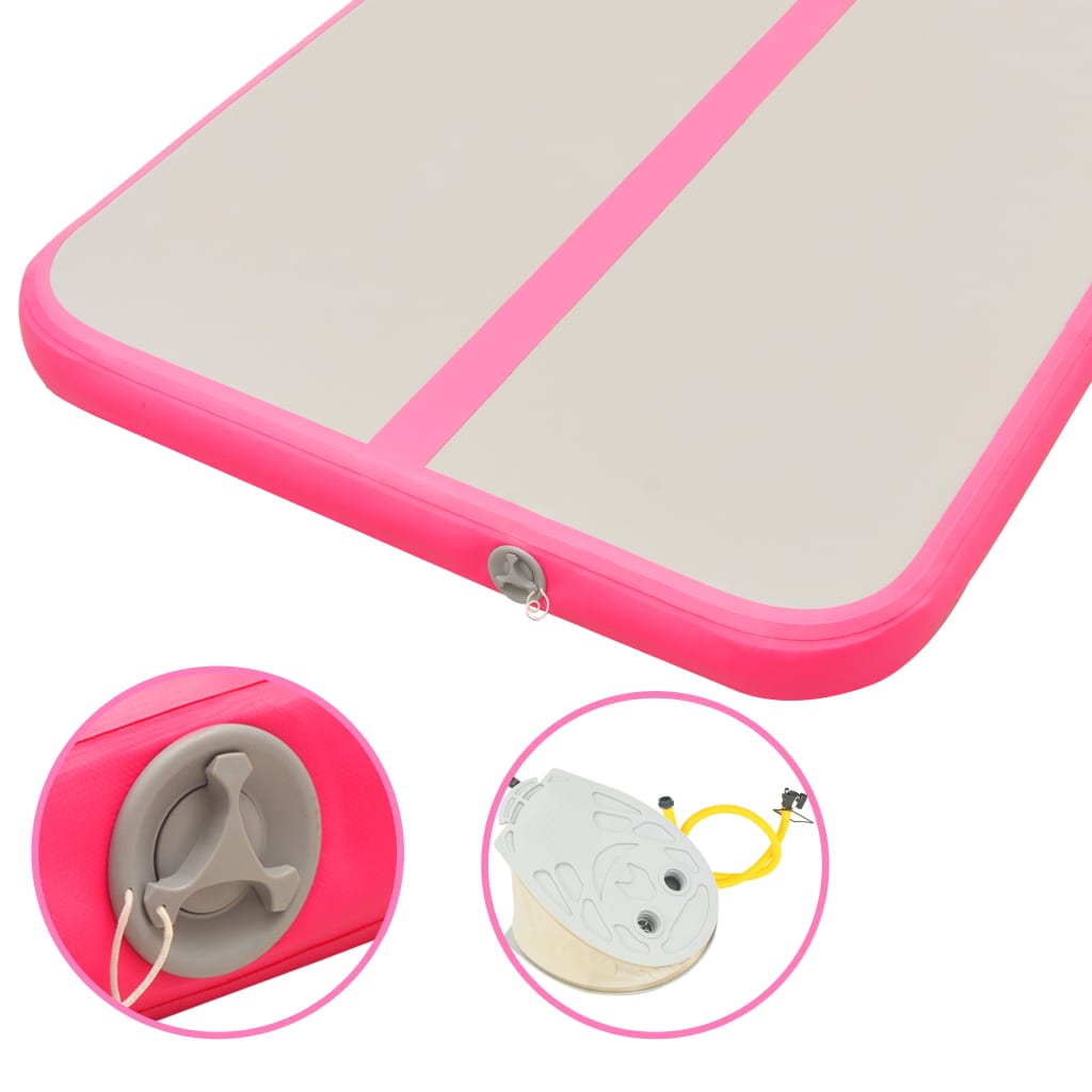 Oppustelig gymnastikmåtte med pumpe 500x100x10 cm PVC Pink