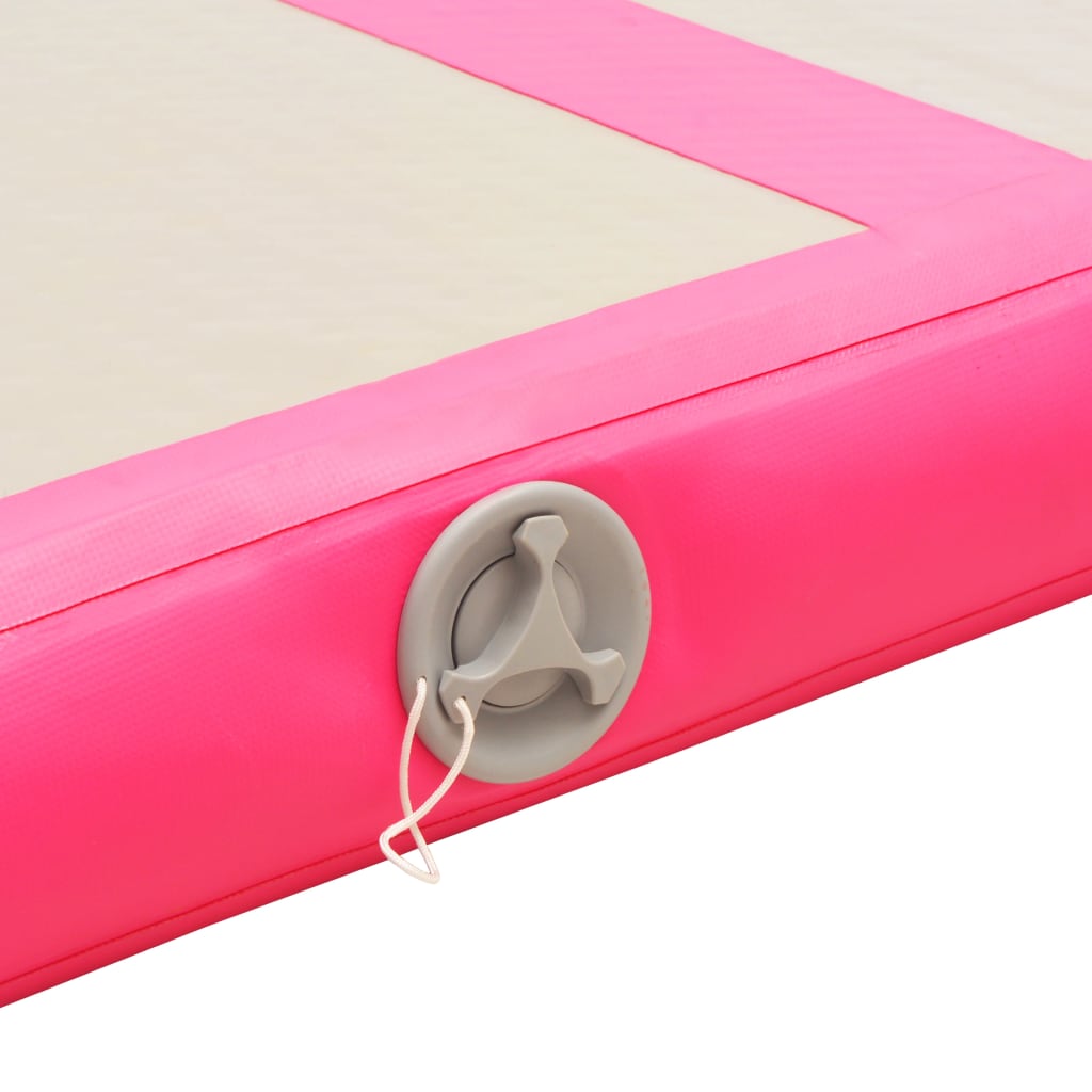 Oppustelig gymnastikmåtte med pumpe 500x100x10 cm PVC Pink