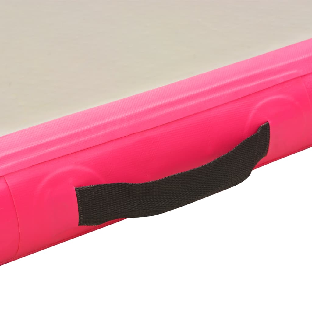 Oppustelig gymnastikmåtte med pumpe 500x100x10 cm PVC Pink