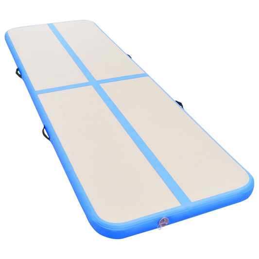 Oppustelig Gymnastikmåtte med pumpe 600x100x10 cm PVC Blå