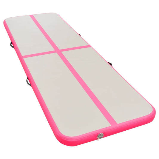 Oppustelig gymnastikmåtte med pumpe 800×100×10 cm PVC Pink